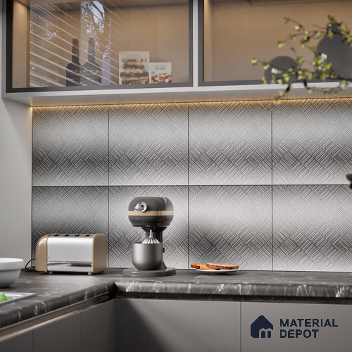 Highlighter Tiles  Tile TL 07255 D Roxy 8002 GLM (Silver) 1 ft x 1 ft Ceramic Matte Finish - 9 mm  | 2 mm Spacer is Mandatory